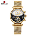 REWARD RD82009L Women Luxury Fashion Dress Watch Mesh Band Business Style Ladies Quartz Watches Stainless Steel Female Clock